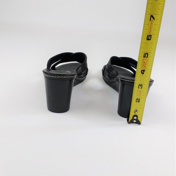 Easy Spirit Black Leather Wedge Sandals 7M - Picture 6 of 8